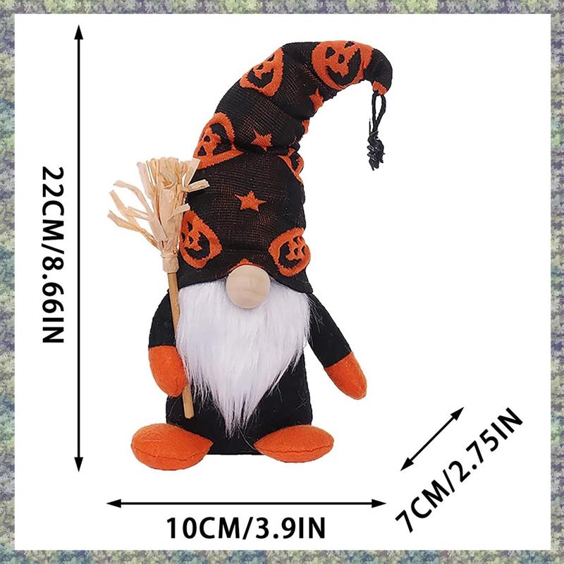 WON 2 Piece Halloween Decorations Indoor Scary Party Supplies As Shown Halloween Gnome Doll Dwarf Plush Doll Decorations Scary
