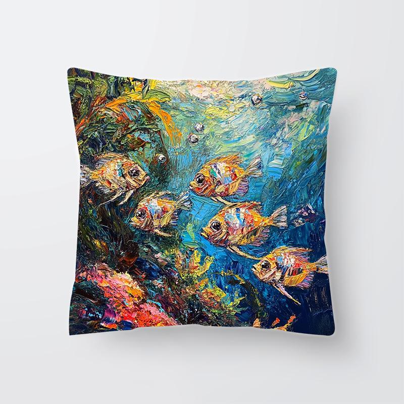 

Летняя наволочка с принтом морской рыбы, диван, гостиная, полиэстер, наволочка, дом 45 * 45Cm-linen (excluding pillow core)