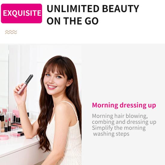 Mini Cordless Hair Straightener Brush Portable Women Bangs Hair Straightening Comb USB Rechargeable Fast Heating Electric Hair Brush