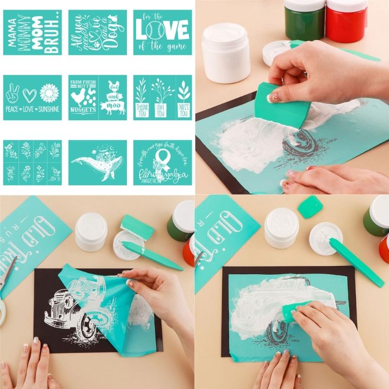 Heart Silkscreen Stencil Reusable Self-Adhesive Silk Screen Printing Fabric Wood