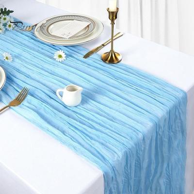 Tafel Runner Kaasdoek Runner, Boho Rustiek Gaas Gekreukt Boerderij Eetkamer Doorzichtig voor Bruiloft Feest Babyshower Verjaardag Huisdecoratie Verfijnd
