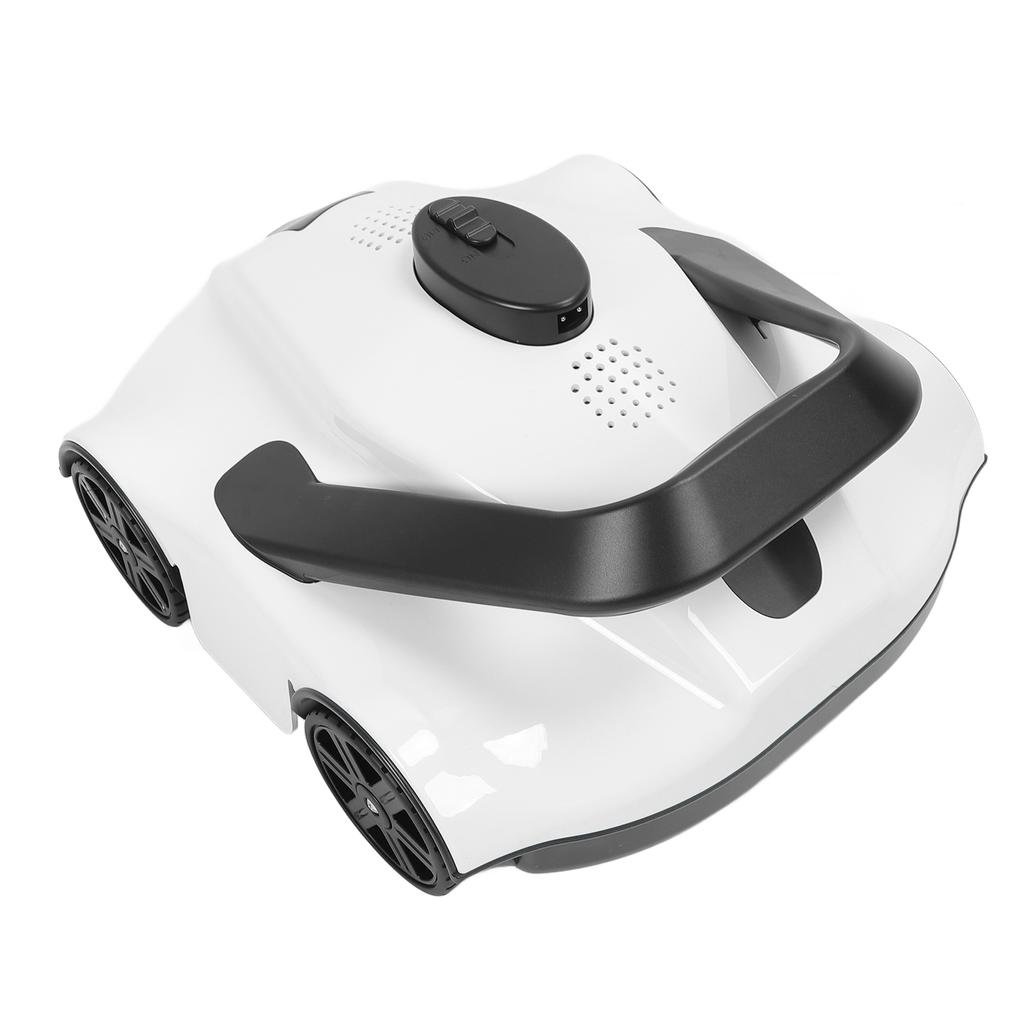 Cordless Robotic Pool Vacuum IPX8 Automatic Pool Vacuum Powerful Suction 5200mAh Battery for Flat Bottomed Pools White