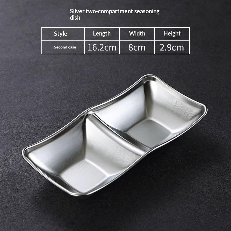Muti-Grid 304 Stainless Steel Seasoning Plate Sauce Divide Dishes Hot Pot Bbq Soy Vinagar Dish For Kitchen Gadgets