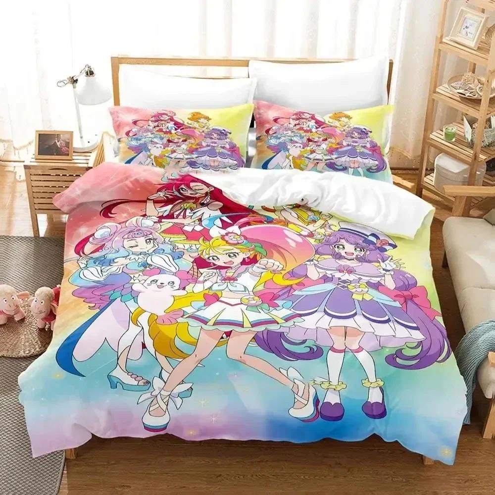 Anime Pretty Cure Kids Adult Fashion Printed Bed Set Duvet Cover Pillowcase Bedding Set Linen Sheet Quilt Cover Queen King Size