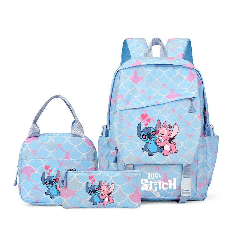 Student Schoolbag Three-Piece Large-Capacity Backpack Lunch Bag Pencil Case Diy