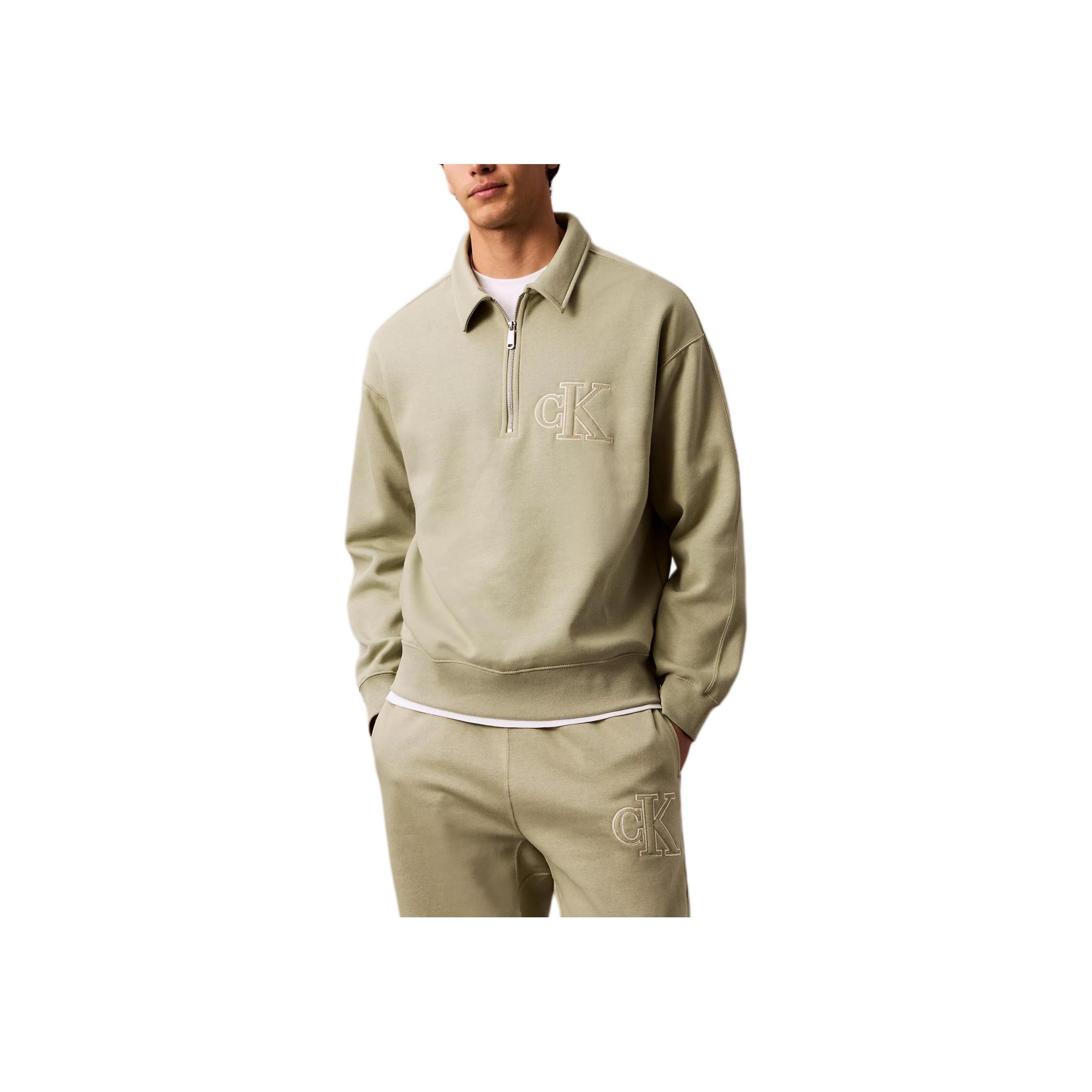 

Calvin Klein Loose Comfortable Letter Casual Drop Shoulder Long Sleeve Sweatshirt Men sweatshirt Green 4RB287G-250 M