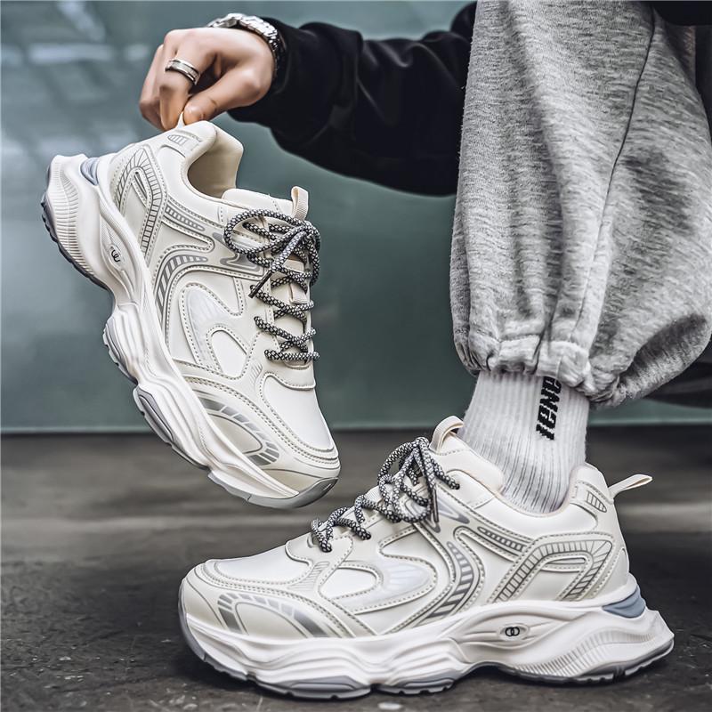 Men's Trendy Mesh Dad Shoes - Breathable, Thick-Soled Spring/Summer Casual Sneakers for Teens