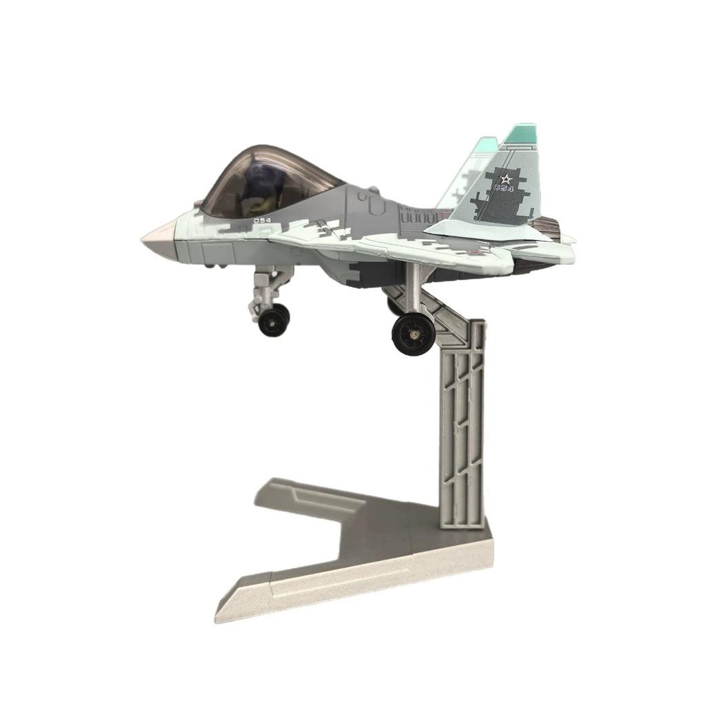 Plane Model Cartoon SU-57 Q Version Aircraft Metal Alloy Air Force Airplane With Landing Gear Collection Enthusiast Gift Display