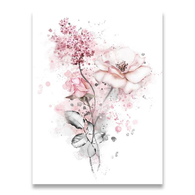 

Акварельные розовые картины принцессы, холст, цветы, настенное искусство, парный постер, скандинавские картины для девочек, украшение детской комнаты, домашний декор без рамки 21*30cm