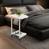 Spanplatten Panda Beistelltisch mit Rädern, Weißer C-förmiger Nachttisch Freistehend 30*25*60cm für Schlafzimmer, Wohnzimmer