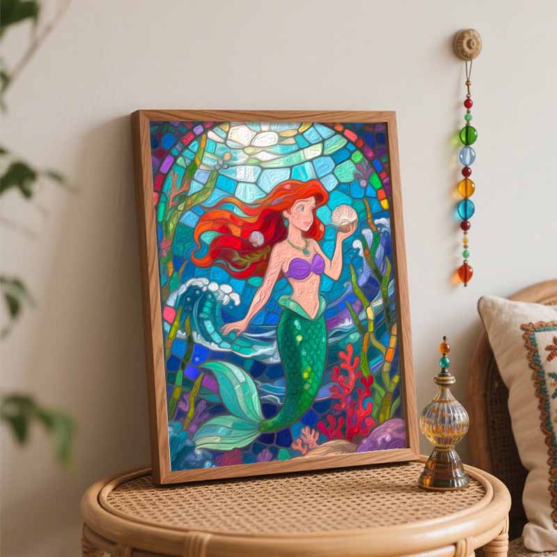Disney Mermaid Oil Painting Hand Painting Coloring Painting Handmade Diy Home Decoration Gift