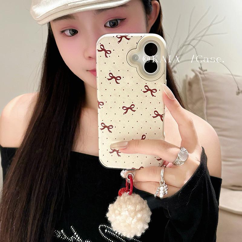 Ins Girl Red Polka Dot Bow for Apple 16promax Mobile Phone Case for IPhone13 New Style 12/15