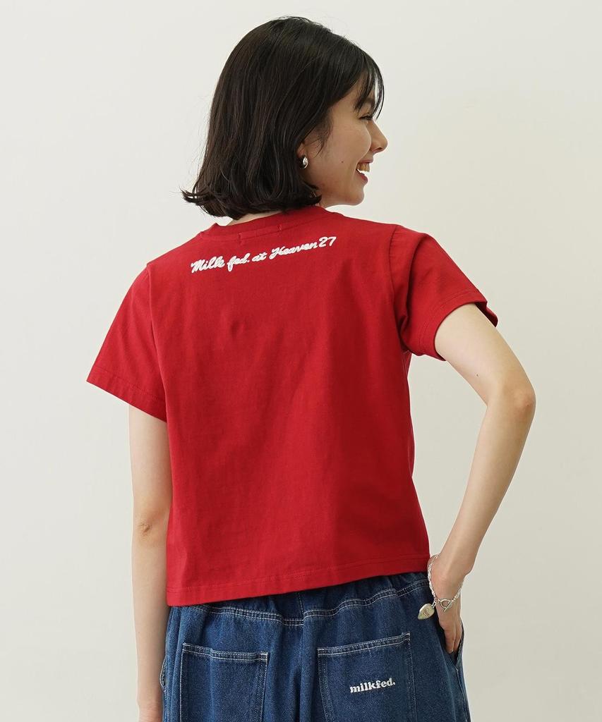 Milkfed Casual ICING LOGO COMPACT Red Women's S/S TEE,