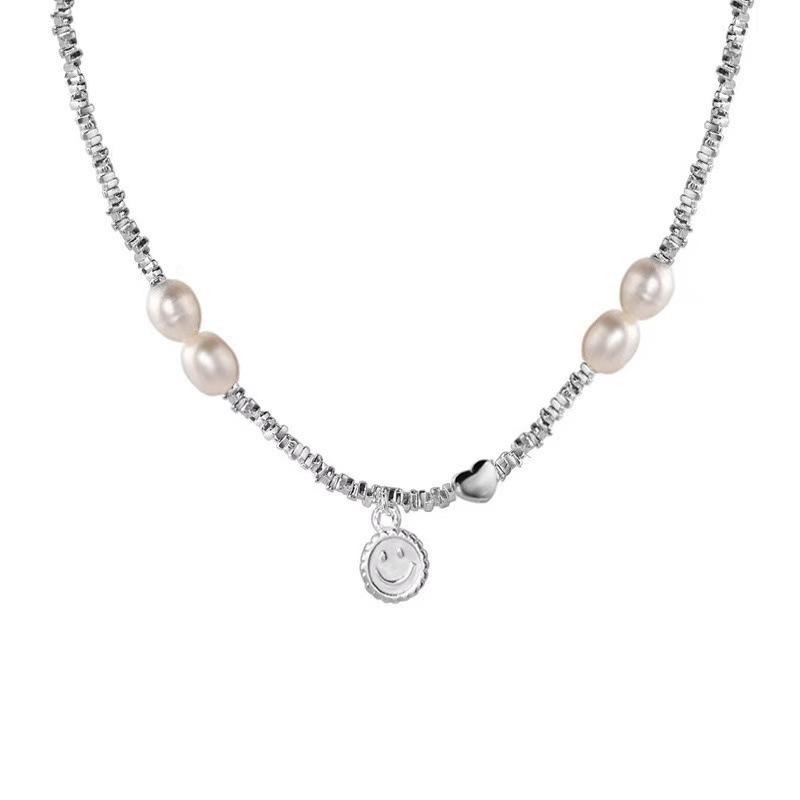Smiley Face Love Pearl Necklace Niche Light Luxury Fashion Temperament Simple Style