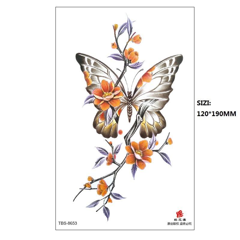 Black Butterfly Owl Sunflower Set Water Transfer Simulation Temporary Tattoo Sticker