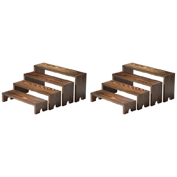 Tabletop Display Stand with Nesting Wood Platforms for Organizing Cosmetics, Stationery, Collectibles, and Jewelry
