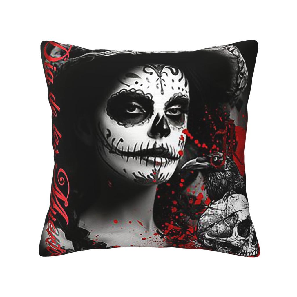 Alexander Gothic Las Elegantes Girls Day Of Dead Skull Square Pillowcase Pillow Cover Cushion Comfort Throw Pillow for Home Sofa