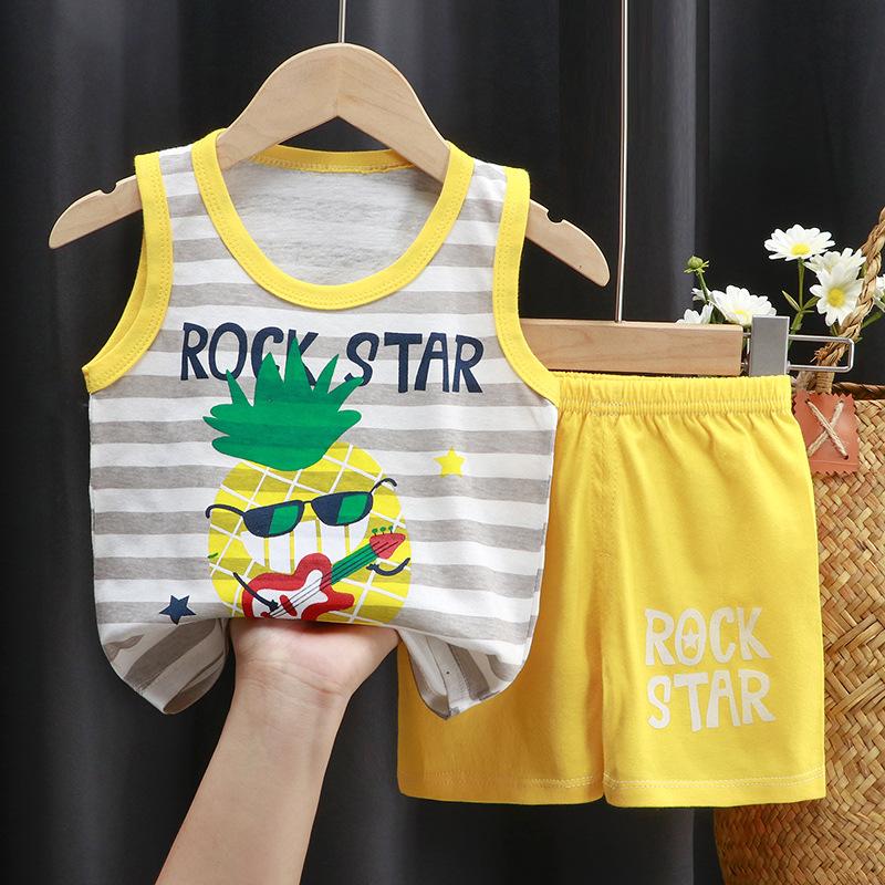 Children's Cotton Pullover Sets - Summer Boys' And Girls' Sleeveless T-shirts And Shorts Sets