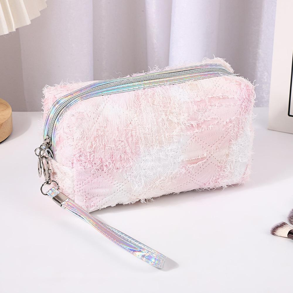 

New Gradient Cosmetic Bag Large Capacity with Lanyard Makeup Bag Soft Portable Storage Bag Travel