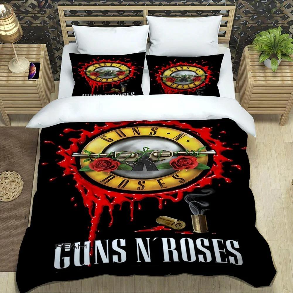 Rockeband Guns N' Roses Sengetøysett utsøkt sengetøy sett dynetrekk sengesett sengetøy luksus bursdagsgave