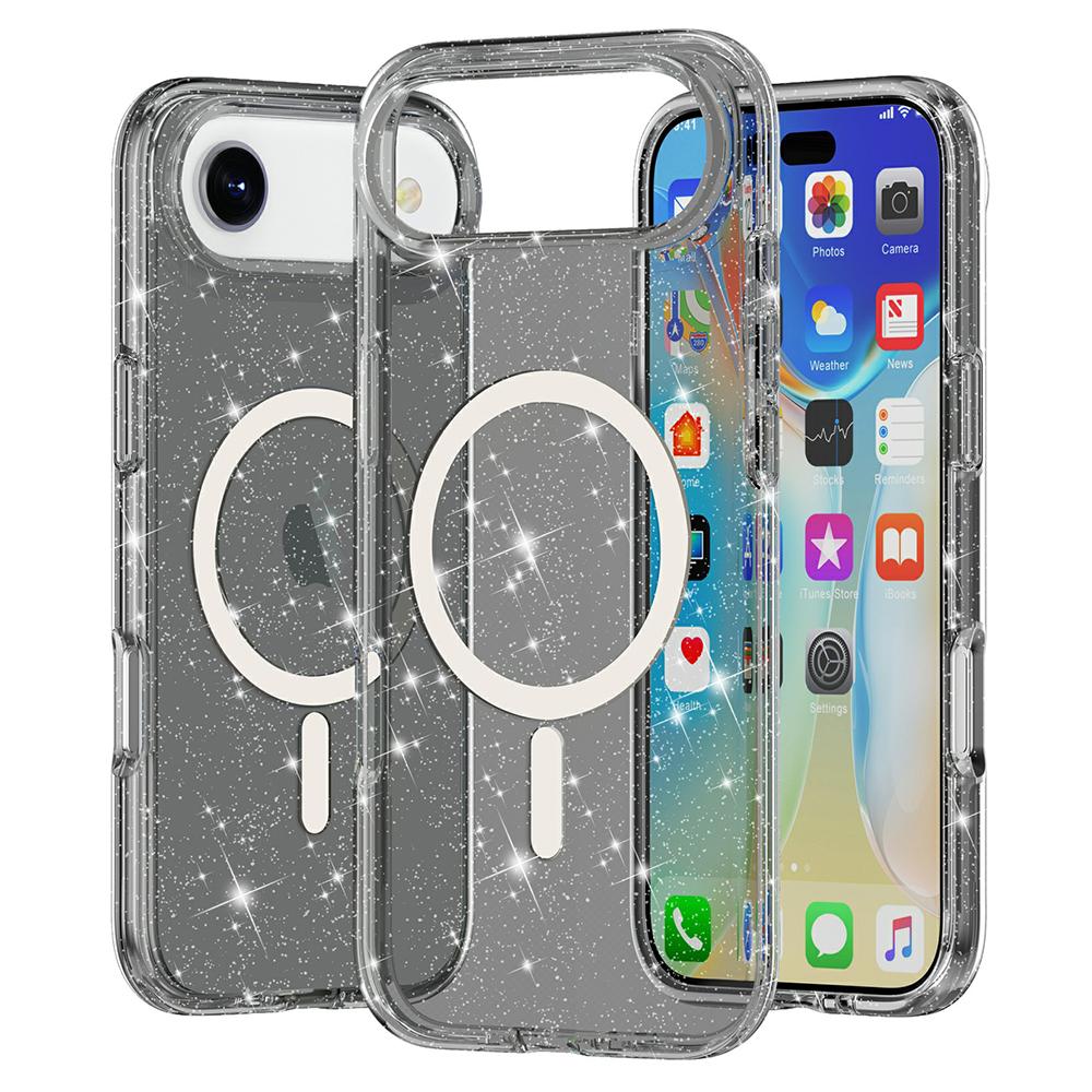 For iPhone 17 Air Case Compatible with MagSafe Glitter Powder PC+TPU Phone Cover