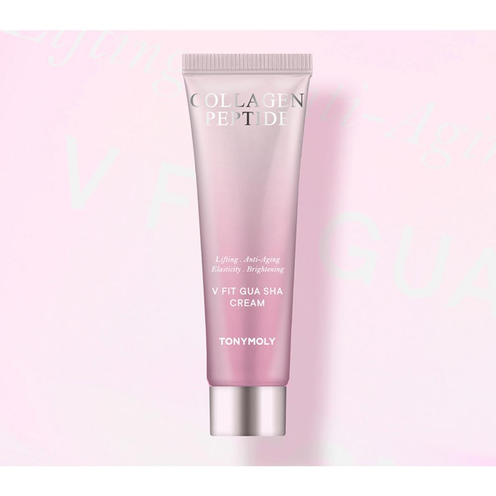 Tony Moly Collagen Peptide V-Fit Cream Original 50ml + Gua Sha + Cream Refill 50ml Set, 1 Set
