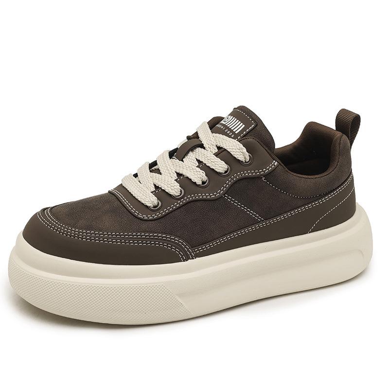 Casual board shoes new autumn and winter youth low-top flat-bottomed sports shoes leather surface breathable