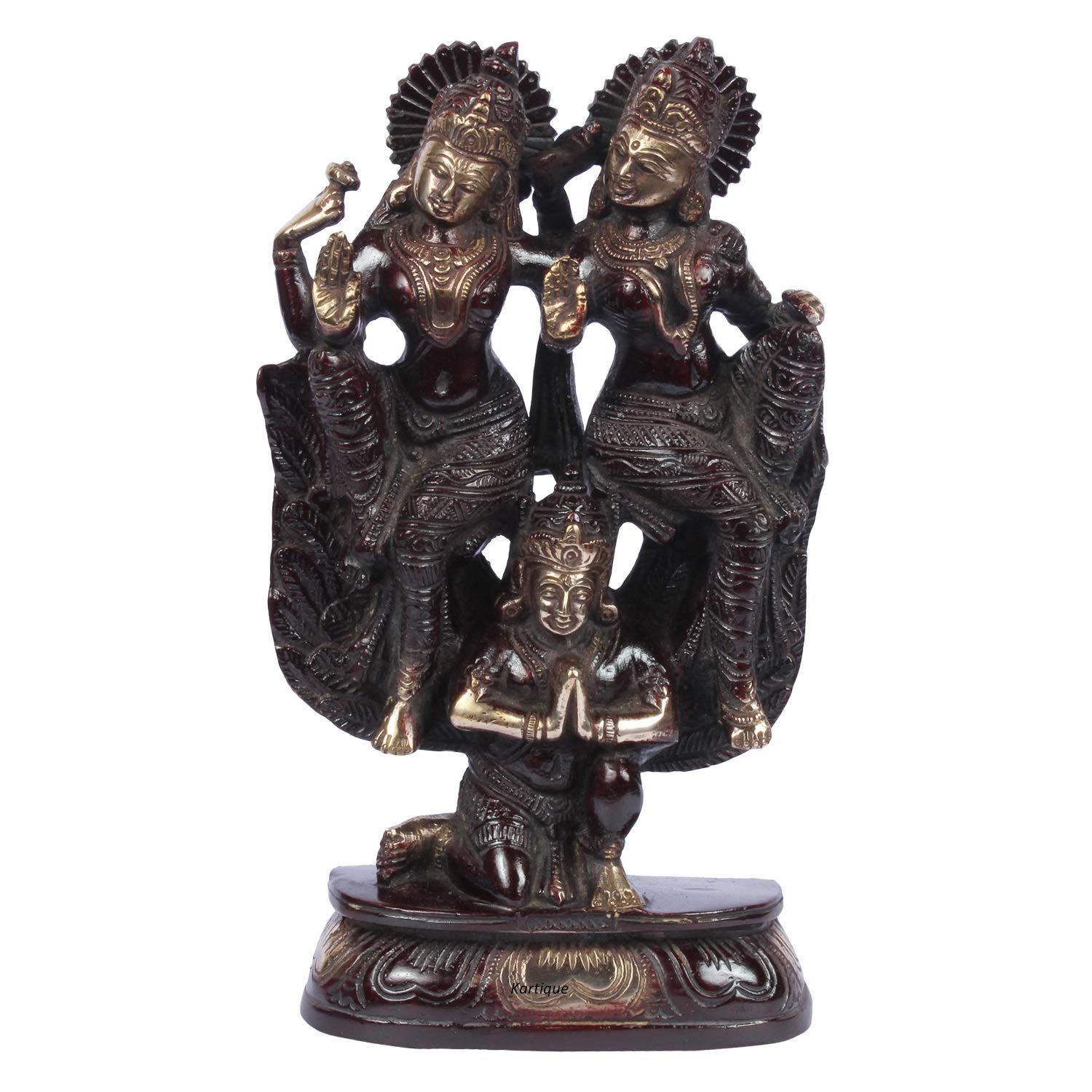 Lord Vishnu Laxmi On Garuda Idol, Home Decor Showpiece, Gift, Brass - 8.5 Inch