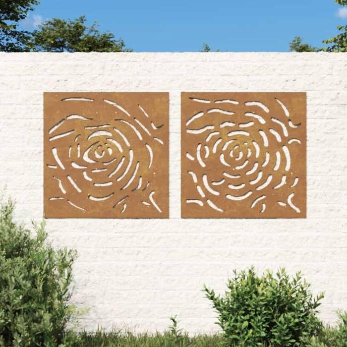 VidaXL Décorations murales jardin 2 pcs 55x55 cm design de rose 824507