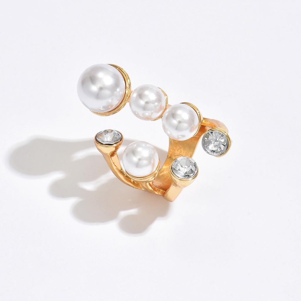 Pearl ring set European and American retro imitation pearl niche irregular high-end ring jewelry women