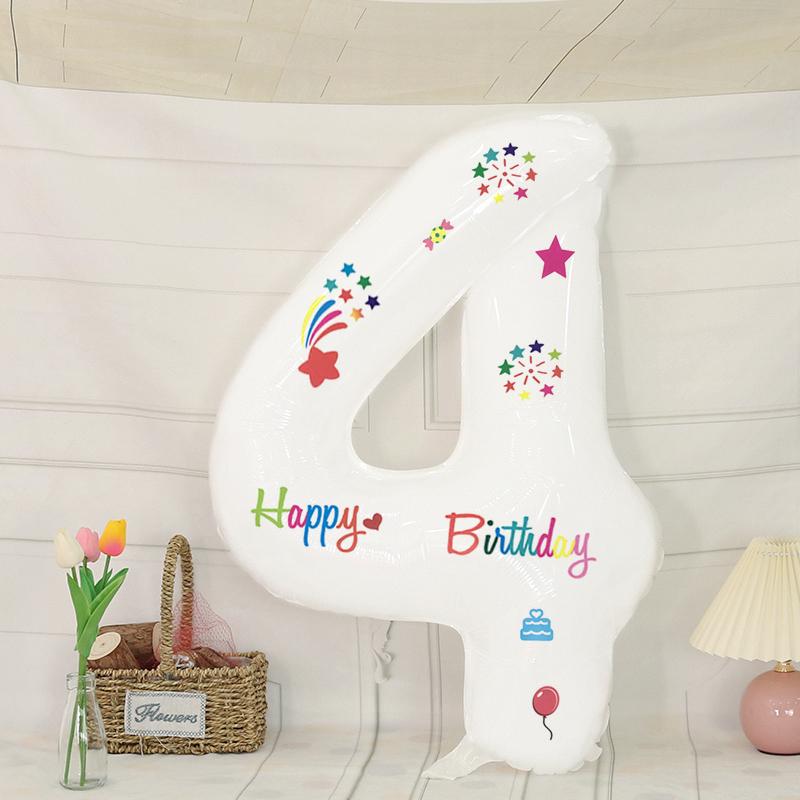 White Outdoor Baby's First Birthday Number Balloons - Children’s Photo Prop and Birthday Decoration Scene