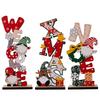 1PC Wood Adorn Decorations Dwarf Elderly English Ornaments Prints Festival Christmas Gift Desktop