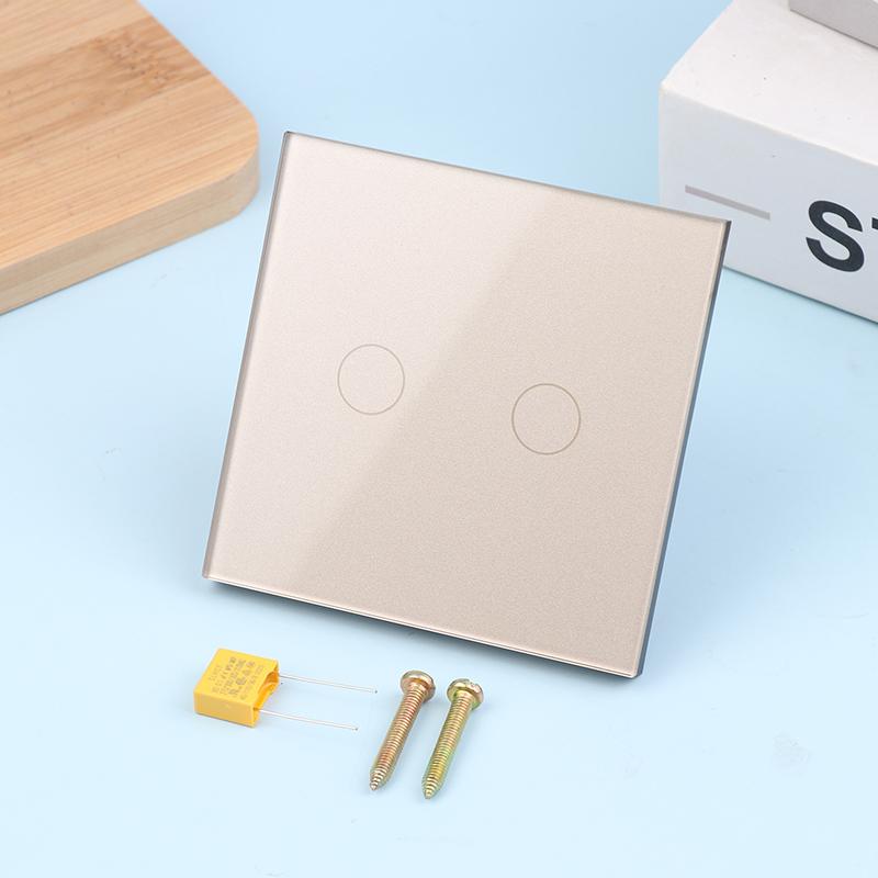 1/2/3fach Touchschalter 1-Weg Typ-C USB Wandsteckdosen Lichtschalter mit Steckdosen Glasplatte Gold