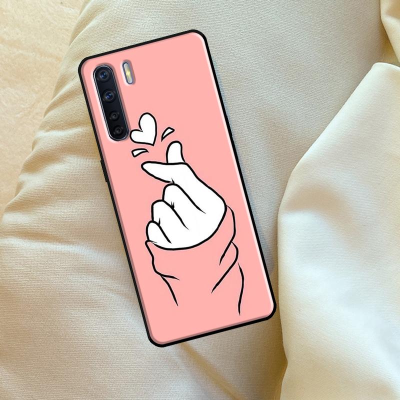 Kpop Finger Heart Case For Oppo A6 A5 Pro A15 A57 A17 A54 A74 A94 A76 A16 A96 A40 A60 A80 A18 A38 A58 A78 A98