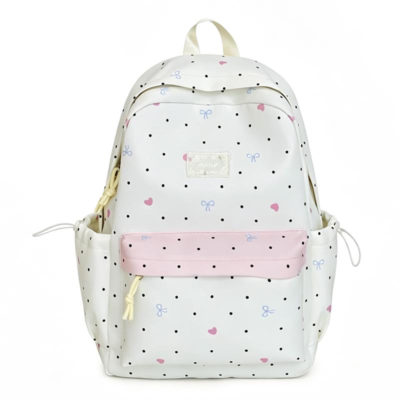 Student Schoolbag Large Capacity Multi-Function Backpack Dot Bow Print Women's Lightweight Backpack