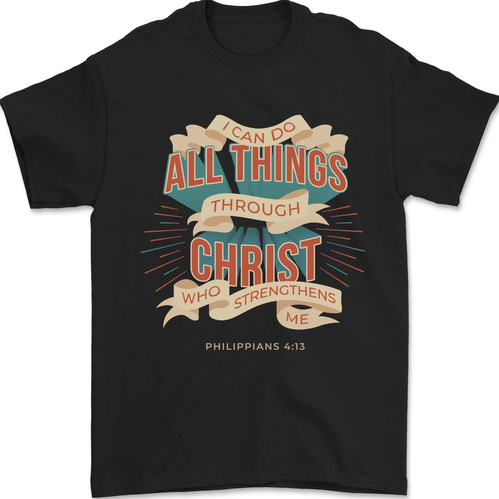 

Through Christ Christian Jesus God Cross Faith Mens T-Shirt 100% Cotton L