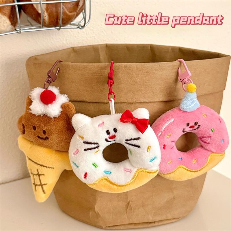 Creative Cute Donut Animal Plush Toy Soft Stuffed Keychain Pendant Cartoon Bag Charm Backpack Hanging Ornaments Car Keyring Gift