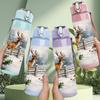 1PC Winter Deer Snow Forest 750ml Color Plastic Sports Water Bottle Leakproof Flip Straw Lid Suitable for Sports Office Home Use