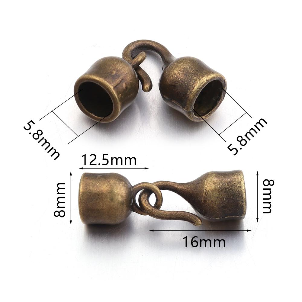 10 Sets Lederkordel Armband Verschlüsse Haken Loch 5,8 mm Quetschperlen Endkappen Verbinder Für DIY Schmuckherstellung Zubehör