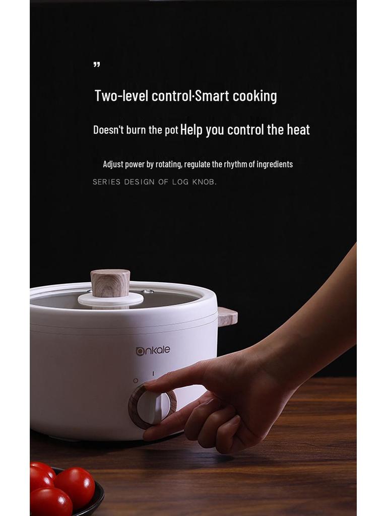 Multifunctional Electric Hot Pot: 1-2 Person Non-Stick Ceramic Glaze for Dorm Cooking and Quick Noodles.