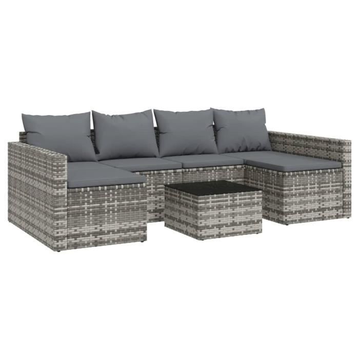 VidaXL Garden Lounge Set 2 Pcs with Cushions Grey Wicker 362344