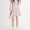 Classic Rose Pink Knit Dress With Vneck Long Sleeves For Casual And Travel