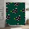 Adorable Farm Animal Shower Curtain Set Black Sheep Pattern Green Background With White Patches For Bathroom Decor