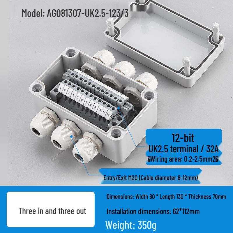 Waterproof Outdoor Junction Box with Cable Terminals
