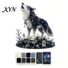 DIY Perlen-Bastelset Materialpaket, 3D Mythischer Wald Serie Komplett für Anfänger Basteln mit Hochwertigen Acryl- und Glasperlen Glanzperlen, Katze Fuchs Wolf Krähe