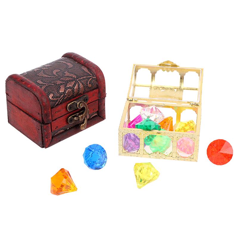 Diving Gem Pool Toy 10 Big Colorful Diamonds With Treasure Pirate Box Swimming