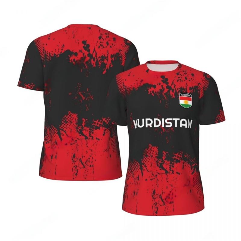 MDHAO xin nan zhuang  3D txu KURDISTAN 3D Print Sport Sneldrogend Ademend Heren T-shirt Buiten Voetbalshirt Club Fan Team Korte Mouw Kleding Zomer Top 5XL