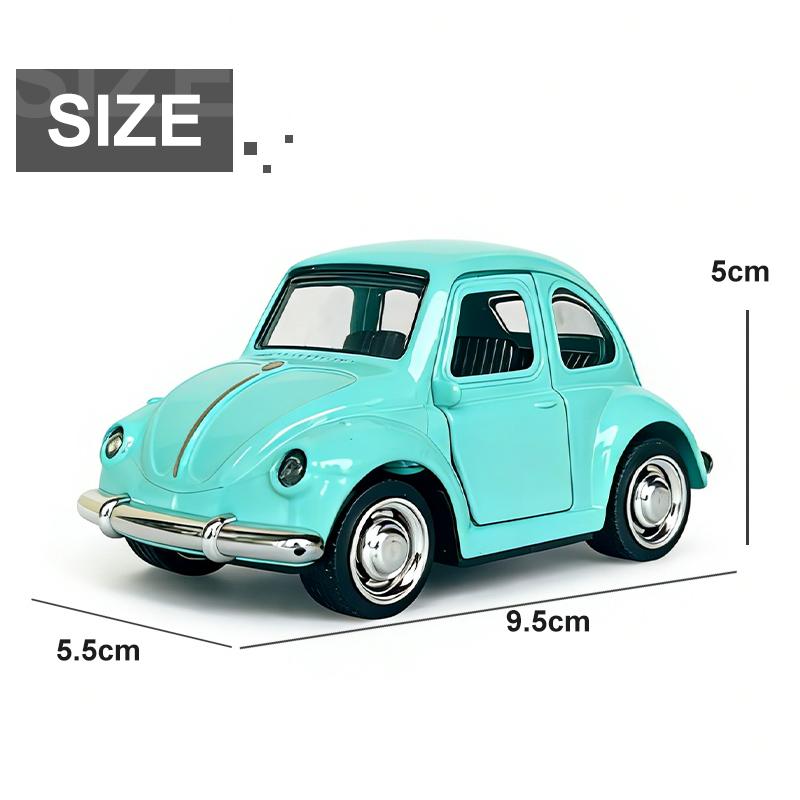1:43 Alloy Diecast Cartoon BEETLE Vintage Car Model Classic PullBack Car Miniature Vehicle Replica For Collection Gift