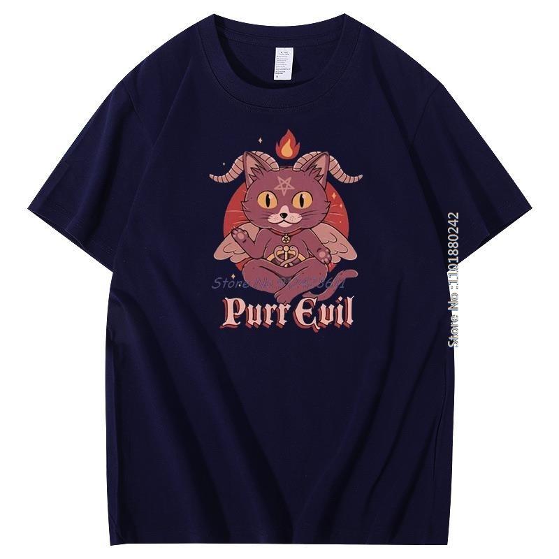 Baphomet Purr Evil Mens Print T Shirt Lucifer Occult Goat Fashion Graphic T Shirts Summer Cotton New Shirts And Tshirts