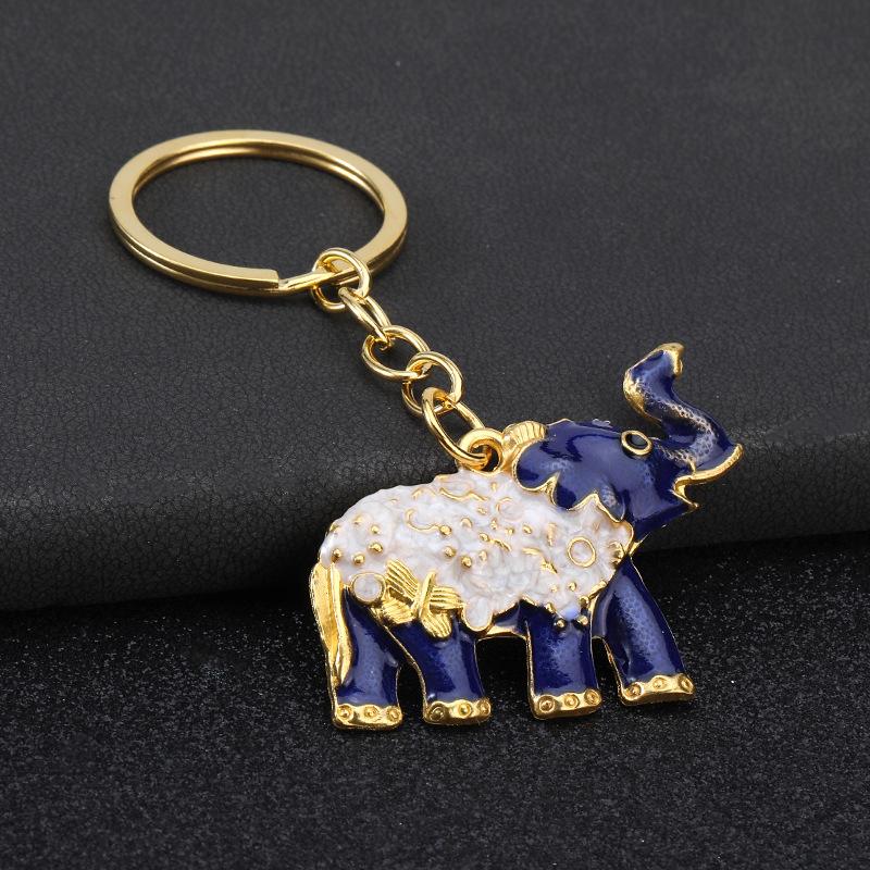 Vintage Colorful Elephant Keychain Creative Cute Animal Bag Car Key Ring For Men Women Gift